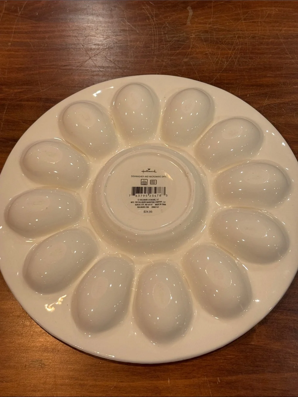 NWT Hallmark Bunny White Deviled Egg Platter Plate Holds 12 Ceramic NEW Easter